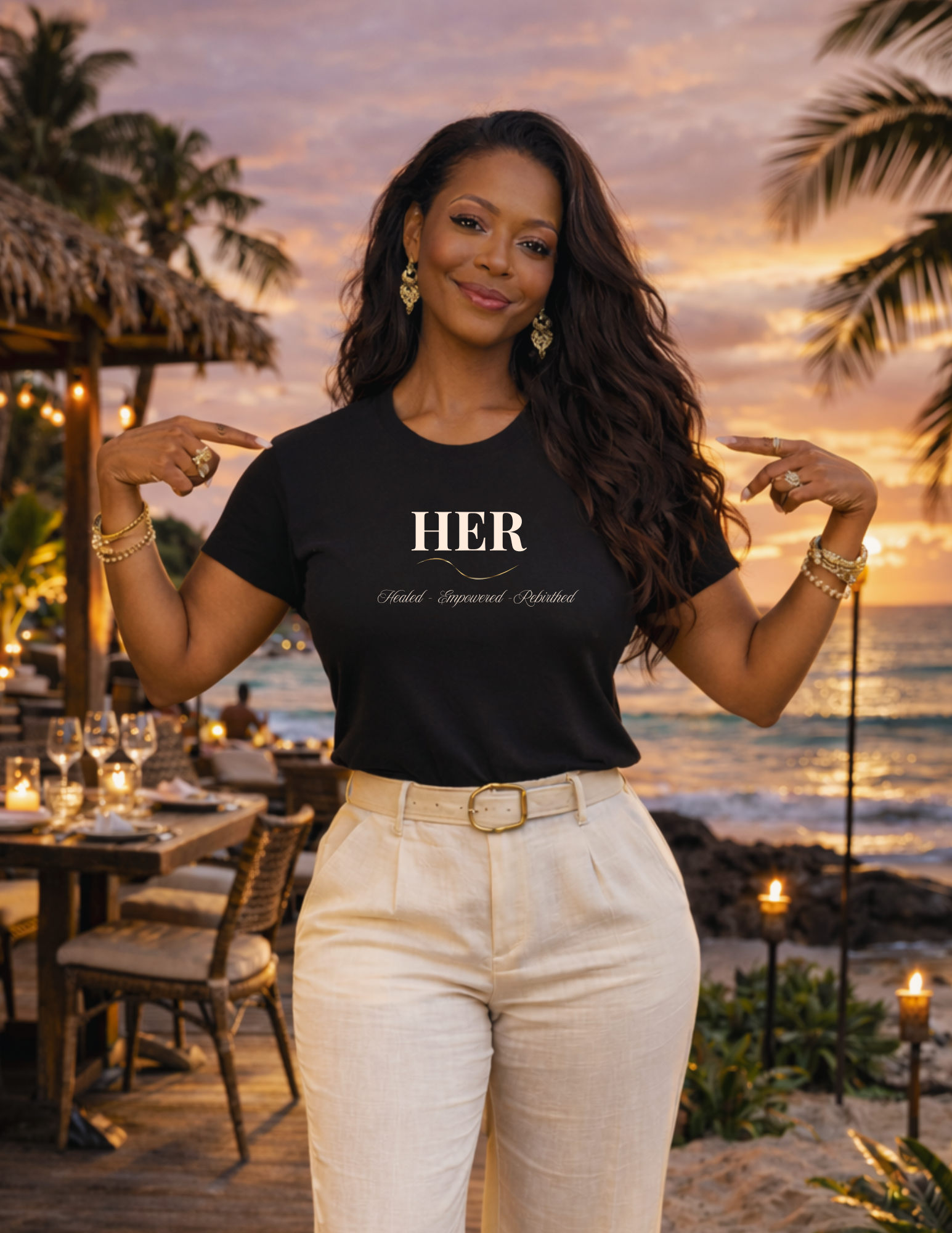 HER Healed Empowered Rebirthed Shirt | Women Empowerment Tee | Signature Black Edition Statement Top